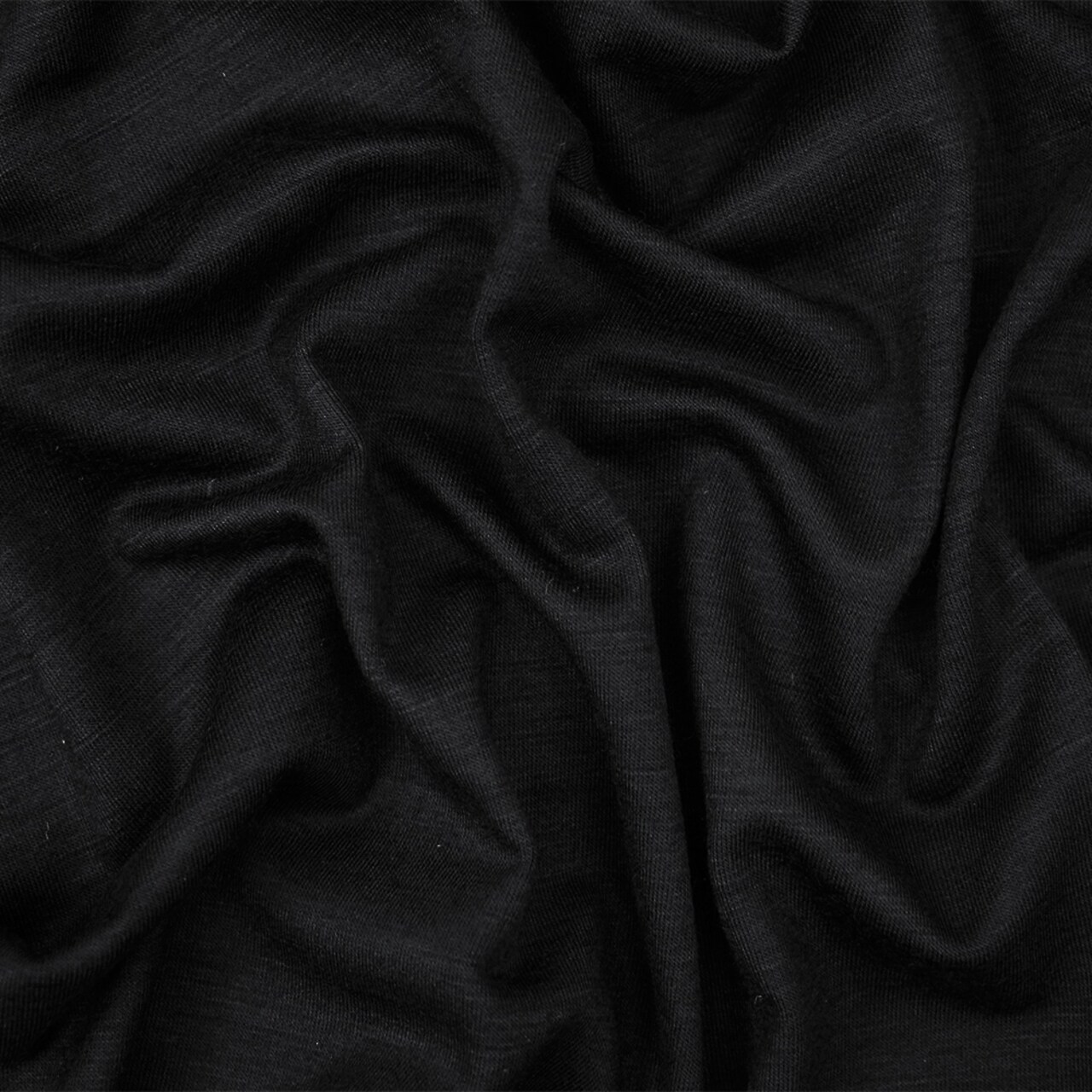 Deep Black Wool Stretch Spandex Jersey Knit Fabric By the Yard
